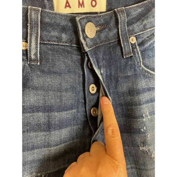 AMO Jeans Womens Babe Into the Blue High Rise Button Fly Cropped Jeans Size 26 - Picture 5 of 9